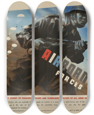 Triptych art skateboard deck of Abram Games Airborne Forces by Abram Games (1914-1996)