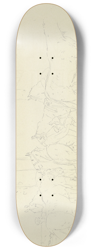 Heinrich Lang - Cleaning the horses in the camp 8.25 inch art skate deck