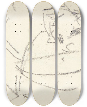 Triptych art skateboard deck of Edvard Weie Figurstudier Til Langelinjebilledet_1 by Edvard Weie (1879-1943)