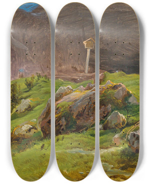 Triptych art skateboard deck of Eduard Ritter The Painter by Eduard Ritter (1808-1853)