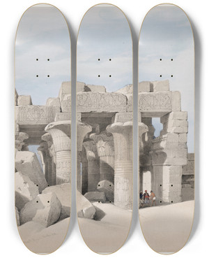 Triptych art skateboard deck of David Roberts Kom Ombo Nov 21St 1838_2 by David Roberts (1796-1864)