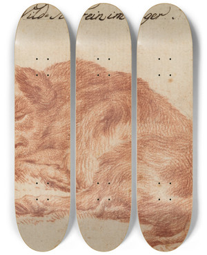 Triptych art skateboard deck of German 18Th Century Wild Boar by German, 18th Century (18-)