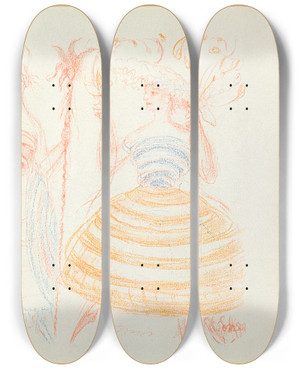 Triptych art skateboard deck of James Ensor De Schelpen by James Ensor (1860-1949)