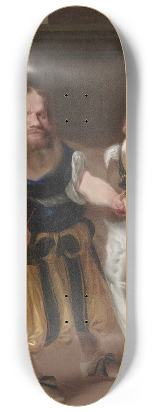 Abraham Wuchters - The Elector of Saxonys Italian Dwarf, Giachomo Favorchi with Princess Magdalene Sibylles Dog, Raro 8.25 inch art skate deck