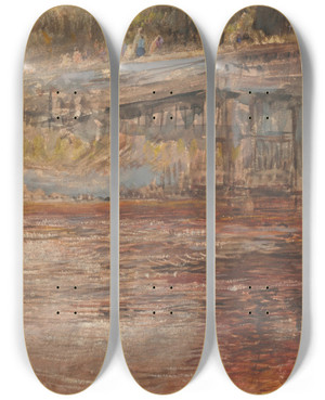 Triptych art skateboard deck of Albert Goodwin Rockstone Demerara Guyana by Albert Goodwin (1845-1932)