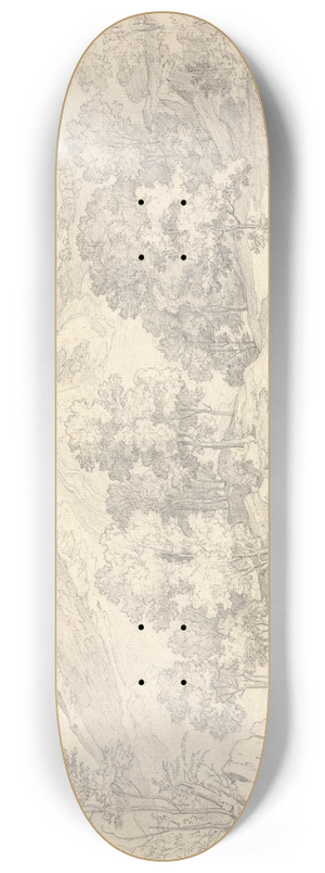 Heinrich Reinhold - A View of Civitella from the Serpentara next to Olevano 8.25 inch art skate deck