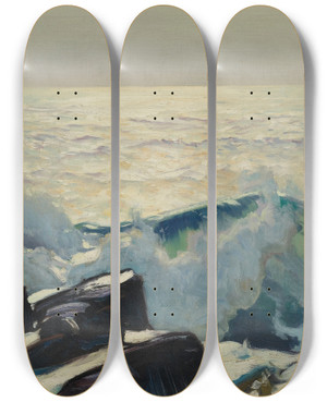 Triptych art skateboard deck of Frederick Judd Waugh Rocky Coast And Sea by Frederick Judd Waugh (1861-1940)