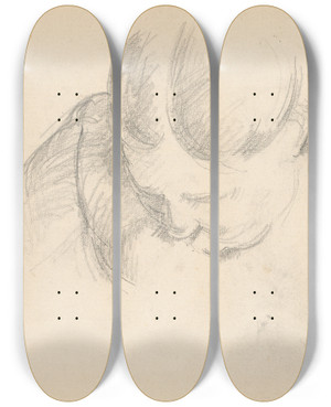 Triptych art skateboard deck of Paul Czanne Woman Leaning Forward_1 by Paul Cezanne (1839-1906)