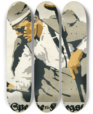 Triptych art skateboard deck of Ludwig Hohlwein Ludendorffspende Fr Kriegsbeschdigte by Ludwig Hohlwein (1874-1949)