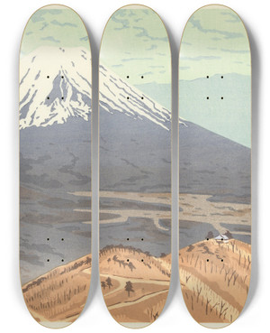 Triptych art skateboard deck of Yamaguchi Susumu Berglandschap by Yamaguchi Susumu (1897-1983)