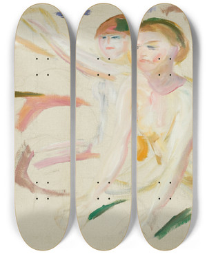 Triptych art skateboard deck of Edvard Munch Bathing Women_2 by Edvard Munch (1863-1944)