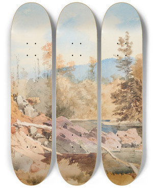 Triptych art skateboard deck of Nicholas Chevalier Upper Hutt Valley_2 by Nicholas Chevalier (1828-1902)