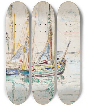 Triptych art skateboard deck of Paul Signac Groix by Paul Signac (1863-1935)