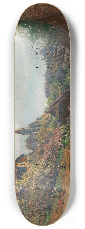 Heinrich Tomec - A View of Weienkirchen from a Vineyard in the Wachau Region 8.25 inch art skate deck