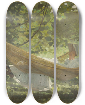 Triptych art skateboard deck of Winslow Homer Sunlight And Shadow_1 by Winslow Homer (1836-1910)