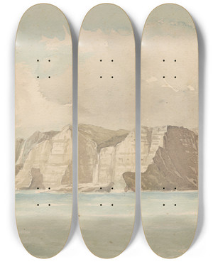 Triptych art skateboard deck of William Marshall Cooper Seascape by William Marshall Cooper (1833-1921)