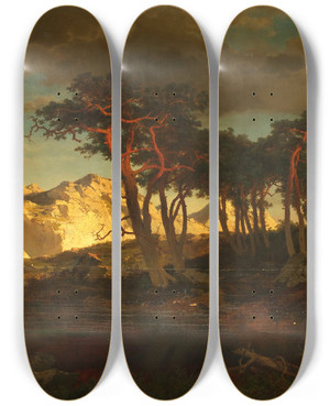 Triptych art skateboard deck of Joseph Brunner Rotfhren by Joseph Brunner (1826-1893)