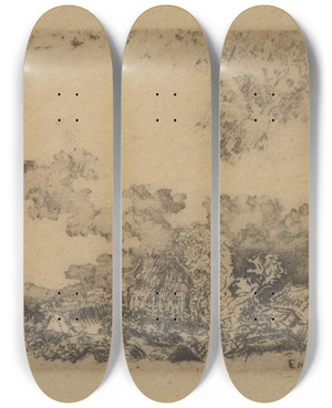 Triptych art skateboard deck of James Ensor Het Onweer by James Ensor (1860-1949)