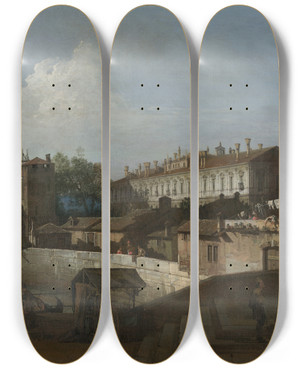 Triptych art skateboard deck of Bernardo Bellotto The Lock Atdolo by Bernardo Bellotto (1721-1780)