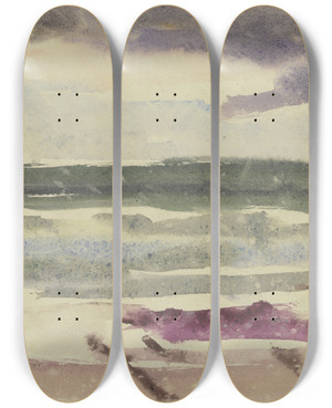 Triptych art skateboard deck of Arno Knig Surge During Rain by Arno Konig (1894)