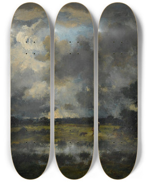 Triptych art skateboard deck of Narcissevirgile Diaz De La Pea Lorage_1 by Narcisse-Virgile Diaz de La Pea (1808-1876)