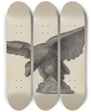 Triptych art skateboard deck of Milton Grubstein Eagle by Milton Grubstein