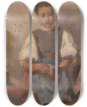 Triptych art skateboard deck of Frida Konstantin Trojica Dievat by Frida Konstantin