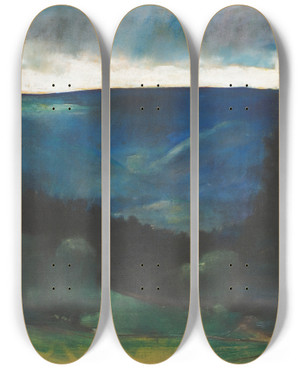 Triptych art skateboard deck of Lesser Ury Regenstimmung by Lesser Ury (1861-1931)