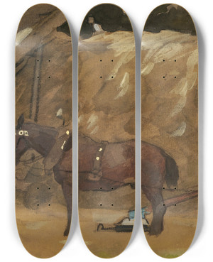 Triptych art skateboard deck of Sir William Eden Study_12 by Sir William Eden (1849-1915)