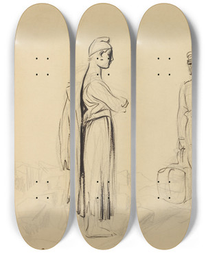 Triptych art skateboard deck of Jeanlouis Forain Toward Peace by Jean Louis Forain (1852-1931)