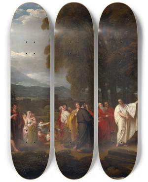 Triptych art skateboard deck of Benjamin West Cicero Discovering The Tomb Ofarchimedes by Benjamin West (1738-1820)