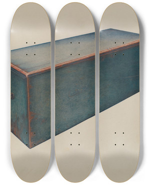 Triptych art skateboard deck of Dorothy Handy Utility Chest by Dorothy Handy