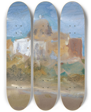 Triptych art skateboard deck of Hercules Brabazon Brabazon Capri by Hercules Brabazon Brabazon (1821-1906)