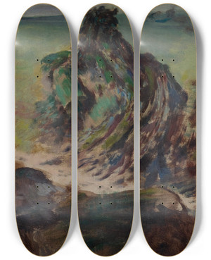 Triptych art skateboard deck of Leon Wyczkowski Petrified Druid by Leon Wyczolkowski (1852-1936)