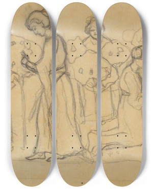 Triptych art skateboard deck of Anny Dollschein Gartenzaun by Anny Dollschein (1893-1946)