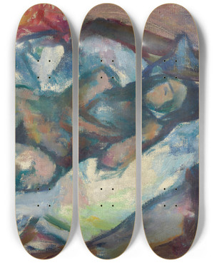 Triptych art skateboard deck of Ludvig Karsten Naken Pike I Sengen by Ludvig Karsten (1876-1926)