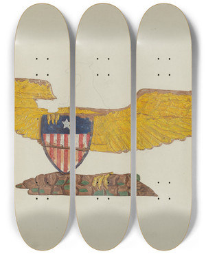 Triptych art skateboard deck of Laura Bilodeau Stern Piece by Laura Bilodeau