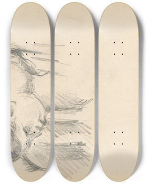 Triptych art skateboard deck of Paul Czanne Man Bending Forward by Paul Cezanne (1839-1906)