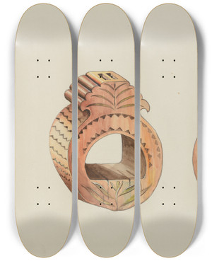 Triptych art skateboard deck of American 20Th Century Stirrup by American 20Th Century