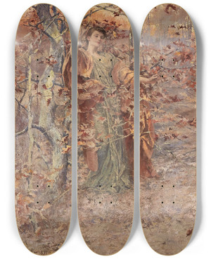 Triptych art skateboard deck of William St John Harper Autumn by William St John Harper (1851-1910)