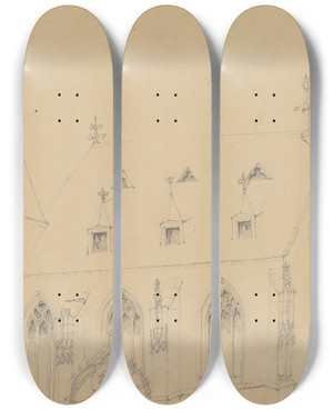 Triptych art skateboard deck of Friedrich Wilhelm Ludwig Sankt Michael In Kiedrich by Friedrich Wilhelm Ludwig (1828)