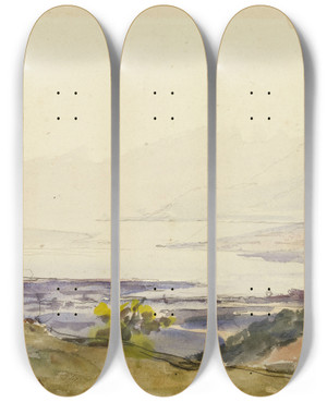 Triptych art skateboard deck of Marie Bracquemond Paysage De Divonne Le Golfe by Marie Bracquemond (1841-1916)