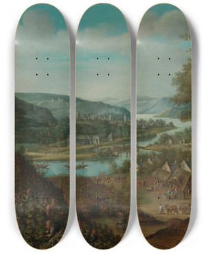 Triptych art skateboard deck of Marten Van Valckenborch Autumn by Marten Van Valckenborch (1534-1612)