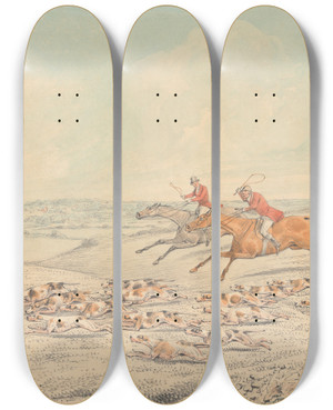 Triptych art skateboard deck of Henry Thomas Alken Full Cry_2 by Henry Thomas Alken (1785-1851)