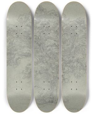 Triptych art skateboard deck of Ludwig Metz Tree by Ludwig Metz