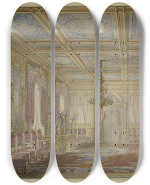 Triptych art skateboard deck of Ludwig Daniel Philipp Schmidt Modern Hall by Ludwig Daniel Philipp Schmidt