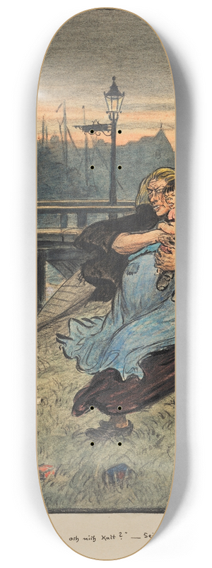 Heinrich Zille - Ins Wasser 8.25 inch art skate deck