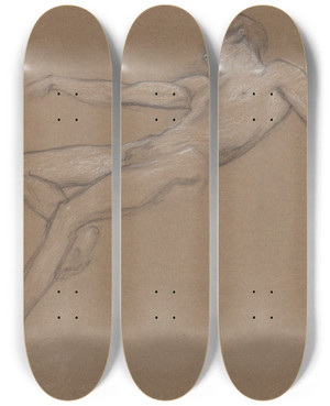 Triptych art skateboard deck of Herbert James Draper First Sketch For Icarus by Herbert James Draper (1864-1920)