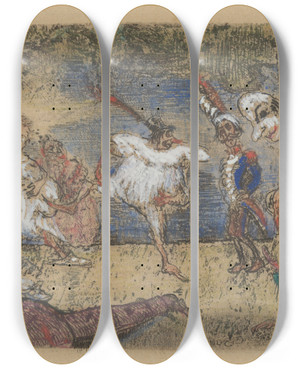 Triptych art skateboard deck of James Ensor Het Fantastische Bal_1 by James Ensor (1860-1949)