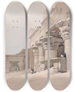 Triptych art skateboard deck of David Roberts Edfou Edfu Idf Nov 24Th 1838 by David Roberts (1796-1864)